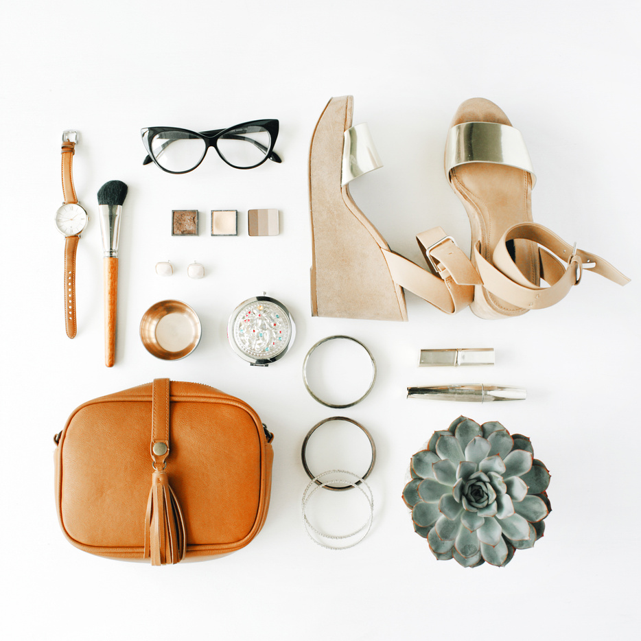 Flat Lay of Outfit Accessories