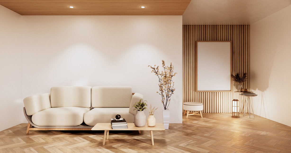Minimalist Interior ,Sofa Furniture and Plants, Modern Room Desi